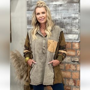 Oli & Hali washed Mixed oversized Hoodie Tunic  Top